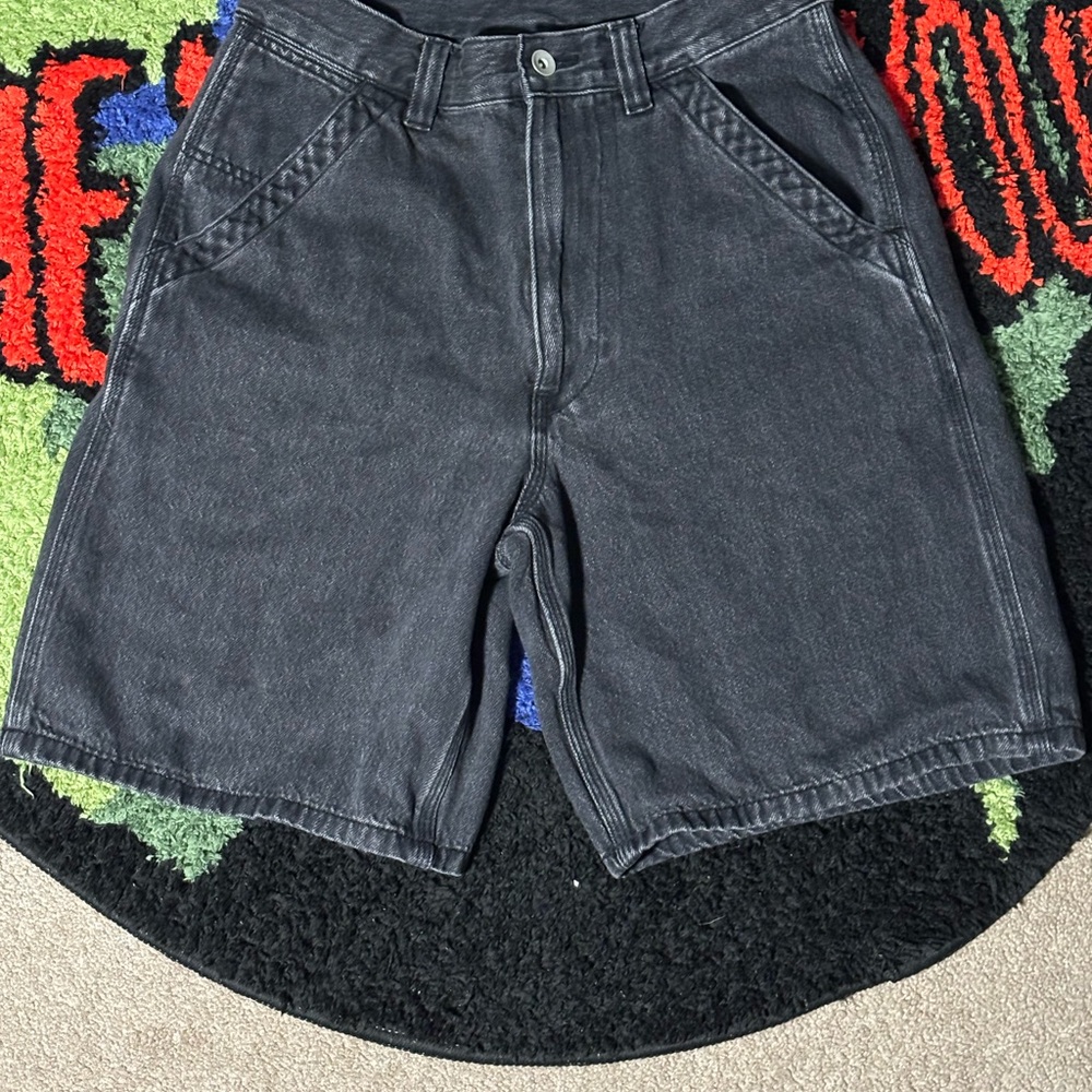 Unisex Black Denim Shorts